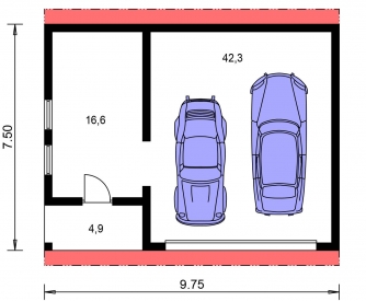 Image miroir | Plan de sol du rez-de-chaussée - DVOJGARÁŽ E
